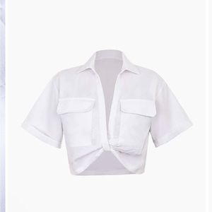 Micas flap pocket twist hem shirt